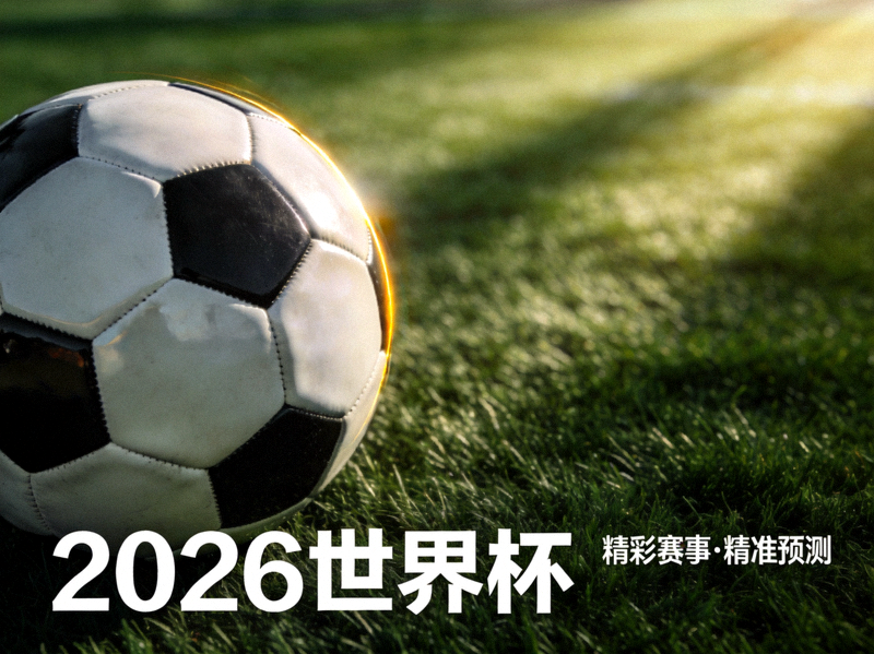 足球比赛特写镜头，草地球场上的足球，象征2026世界杯精彩赛事与精准预测
